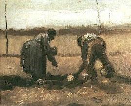 Vincent Van Gogh Peasant and Peasant Woman Planting Potatoes Germany oil painting art